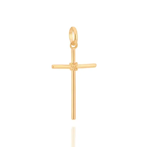 Rommanel - Pingente cruz banhado a ouro 18k