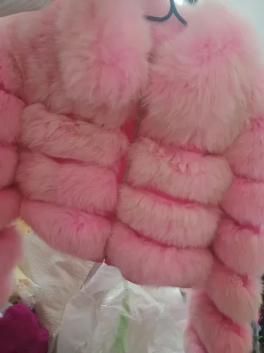 Troco casaco de pele verdadeira rosa claro 