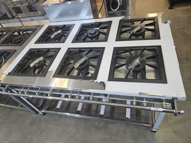 fogão industrial inox 6 queimadores duplos 40x40 a pronta entrega - novo