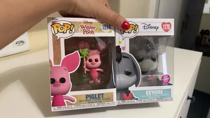 Funko pop dupla piglet e eeyore flocked da turma do pooh