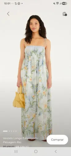 Vestido Farm estampa Paisagem Rio