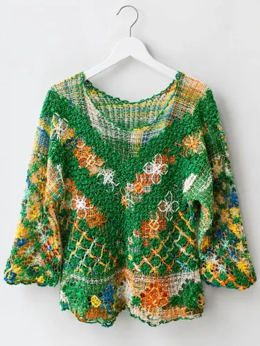 Blusa feita a mão de filé