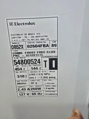Geladeira Electrolux 454l