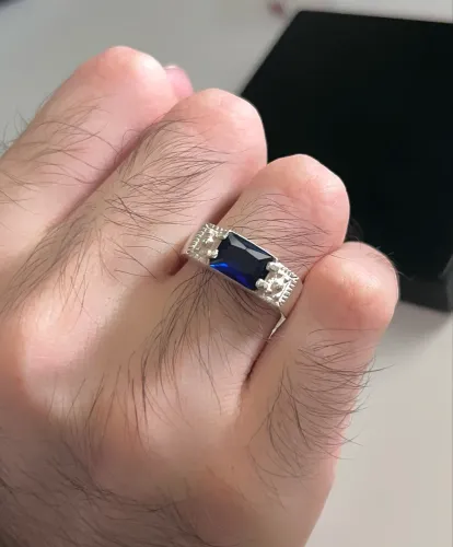 Anel masculino com pedra de zircônia Prata italiana 925