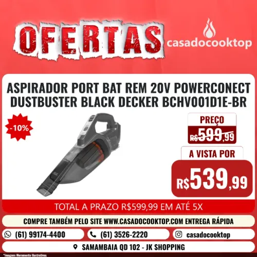 ASPIRADOR PORT BAT REM 20V POWERCONECT DUSTBUSTER BLACK DECKER BCHV001D1E-BR