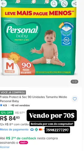 Fralda personal 90 unidades
