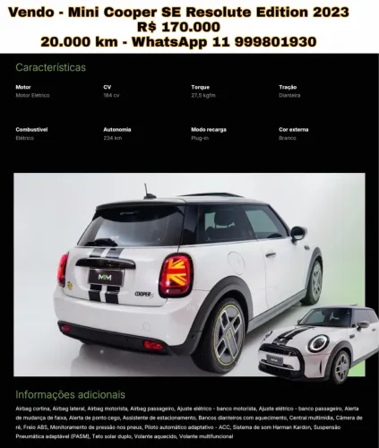 Mini Cooper SE Exclusive 3P (elétrico) 2023