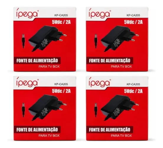 Kit com 4 Fontes De Alimentação Tv Box 5v 2a P4