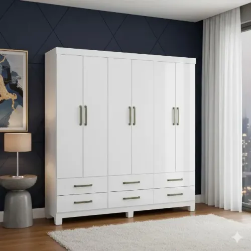 Super Oferta Guarda Roupa Maya 6 Portas Branco (PRODUTO NOVO DE LOJA)