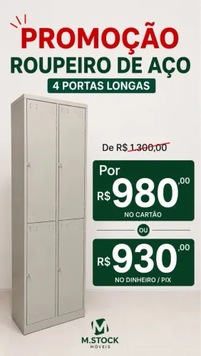 Roupeiro de aço 4 portas longas