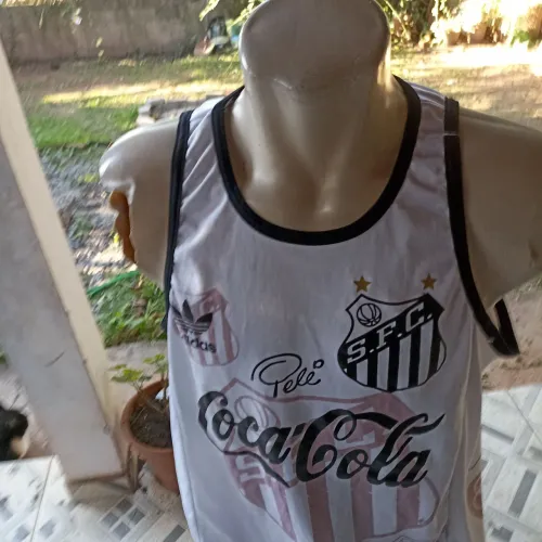 camisa do santos autografada pele