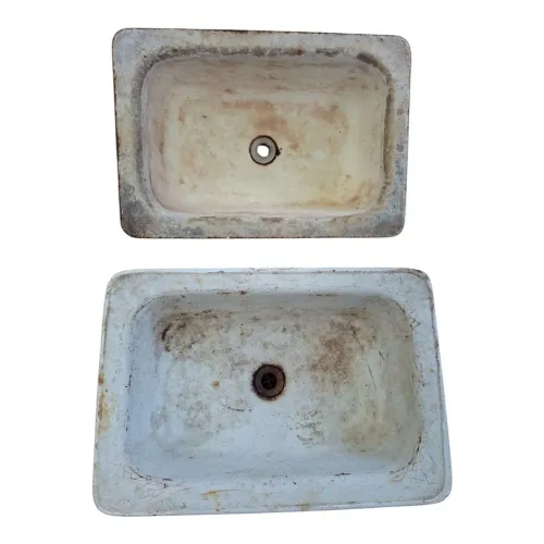 Antiga Pia Esmaltada Em Ágata.