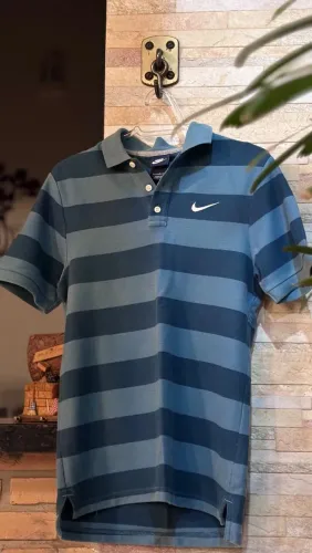 Polo Nike Original Listrada Azul - Tamanho P<br>
