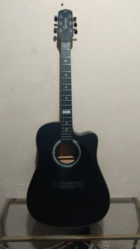 violão eletroacústico aço folk satin black gf-1d ceq giannini
