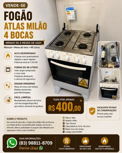 Fogão Atlas 4 bocas