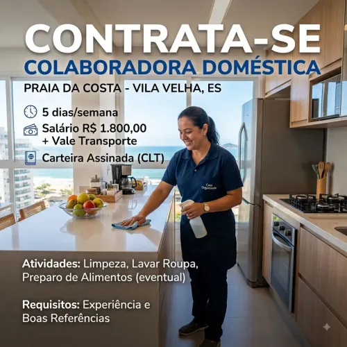 Vaga para colaboradora doméstica