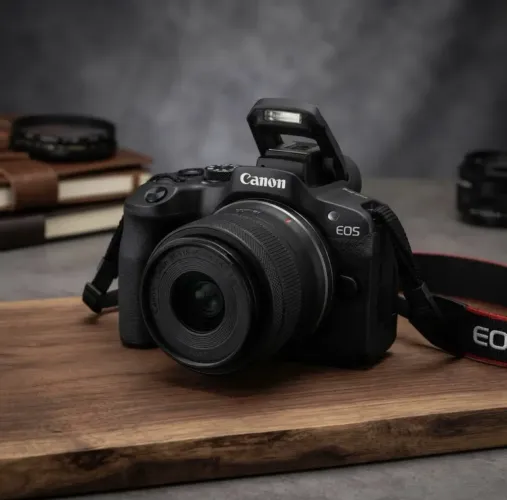 Câmera Canon EOS R50 4K + Lente 18-45mm + Cartão SD 128GB e acessórios