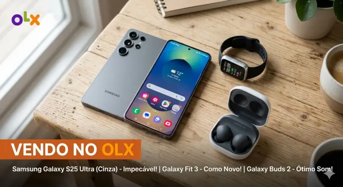Ecossistema Galaxy (S25 Ultra, Galaxy Fit 3,  Galaxy Buds 2)