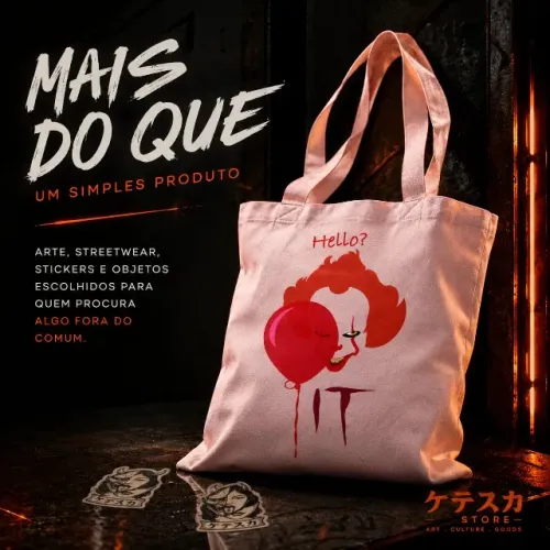 Ecobag Estampa It Pennywise 40x33x8cm. Cor Bége