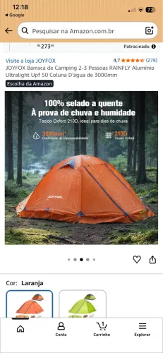 Barraca de Camping joyfox NOVA, LACRADA 2 pessoas