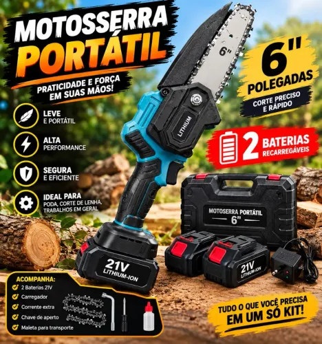 Motoserra Portátil com Duas Baterias