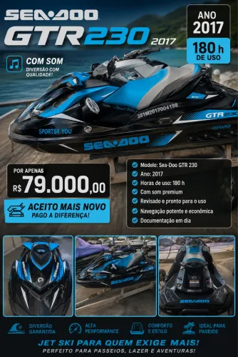 Sea-Doo GTR 230 2017 | 180h | Revisado | Com Som | Aceito Troca