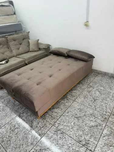 Sofá Cama Casal 1,80m Veludo Resistente e Confortável