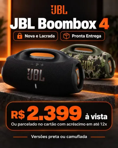 JBL BoomBox 4 Nova e Lacrada (preta ou camuflada)