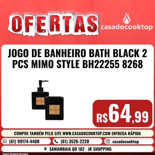 JOGO DE BANHEIRO BATH BLACK 2 PCS MIMO STYLE BH22255 8268