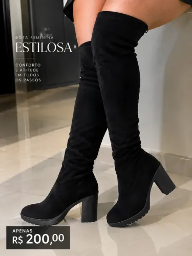 BOTA CANO ALTO VELUDO LUXO - ULTIMA LOTE TAM 37 NOVA