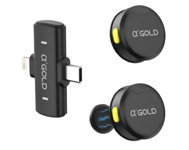Microfone De Lapela Magnetico 2 Em 1 Lightning E Type-c 38d Preto