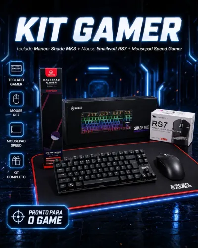 Kit Gamer Completo Mouse + Teclado + Mousepad 