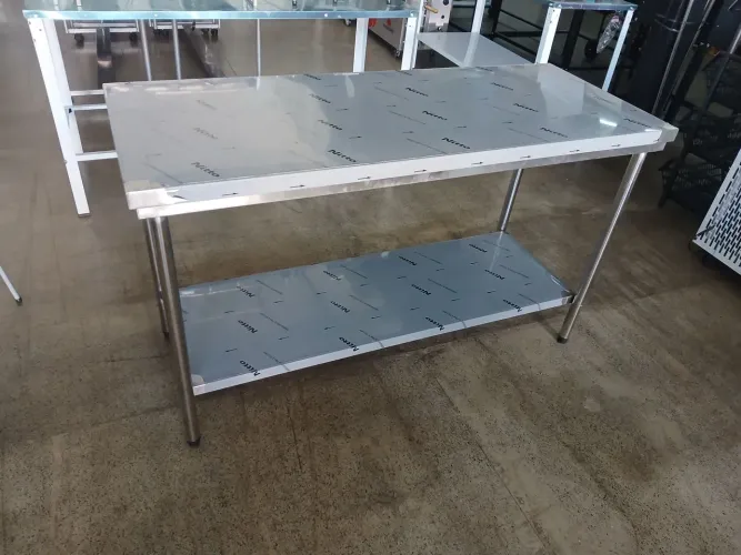 Mesa Inox Reforçada 150x60 com Paneleiro