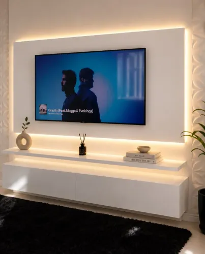 Painel de sala planejado painel para tv com led 