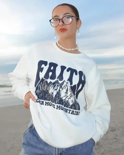 Blusa de Moletom Cristão Gola Careca Unissex Faith