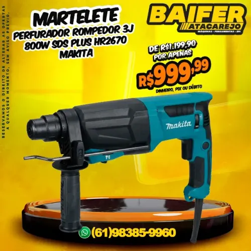 Martelete Perfurador Rompedor 3J 800w SDS Plus HR2670 Makita