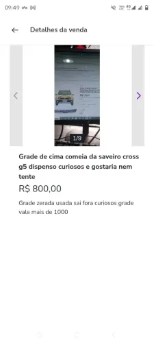 Grade de cima coméia Saveiro Cross g5 original  