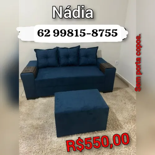 SOFÁ AZUL R$550,00 À VISTA MEDE 1.75
