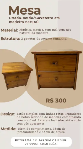 Mesa/gaveteiro de Madeira