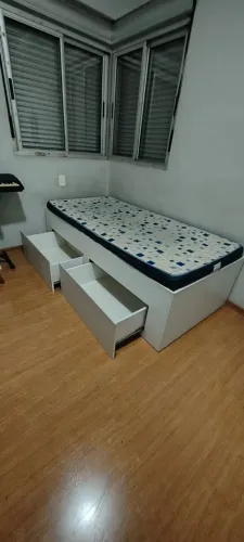 Cama solteiro em MDF com 2 gavetões 