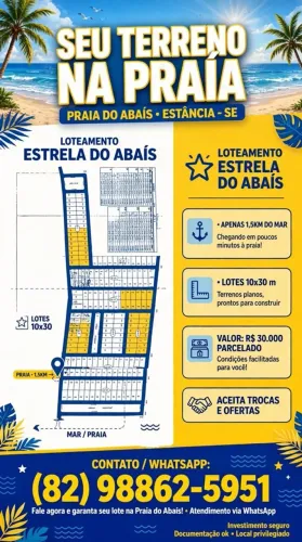 Lotes na Praia do abais Estância-Se 