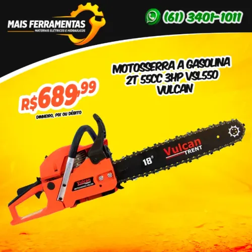 Motosserra a Gasolina 2T 55CC 3Hp VSL550 Vulcan