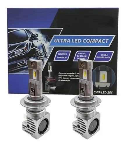 Farol Ultra Led Compact Chip Zes 6000k 10 Mil Lumens H4 / H7 / H8 / H11 / Hb3 / Hb4