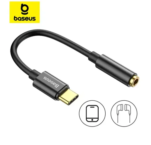Adaptador Baseus tipo C para P2 3.5mm para fones de ouvido 