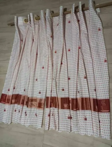 Cortina De Cozinha P/varão comprimento 2,80m X 1,20m altura com ilhós 2 peças
