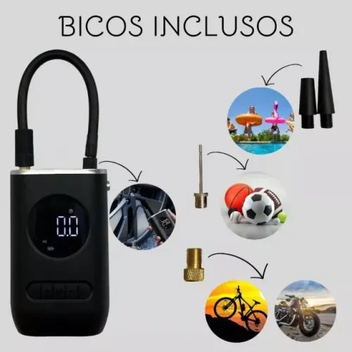 Bomba De Ar Calibrador Pneus Digital Sem Fio CZK-3668 | Mini Compressor Portátil