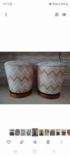 Par de Puffs Decorativos com Estampa Chevron