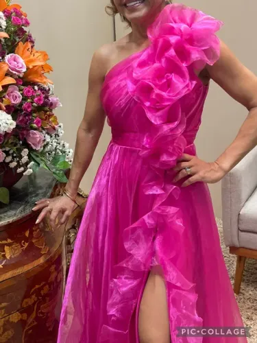 Vestido de festa rosa pink