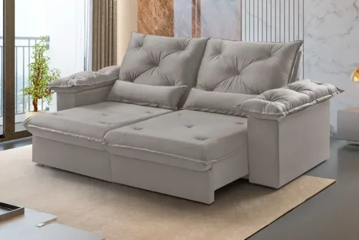 Sofá Retrátil Atlas 200 Bege Claro Até 12x - Frete Grátis