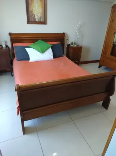 Cama trenó de carvalho americano - tamanho queen.